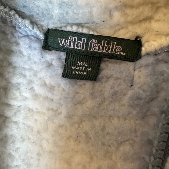 Wild Fable Cozy Blue and White Ombre Sherpa Zip-Up Cropped Hoodie Sz M/L - Picture 5 of 9